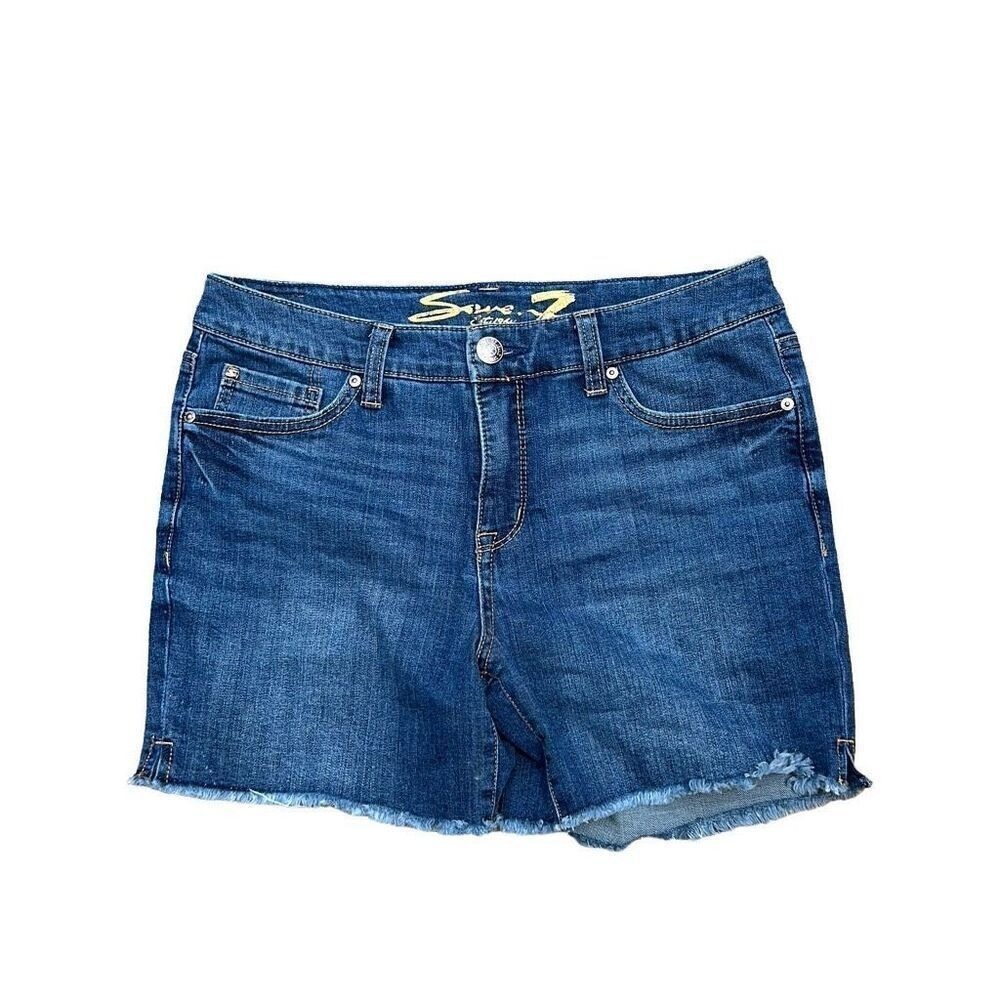 Seven 7 Weekend Denim Shorts Frayed‎ Hem Blue Wash Womens Size 8